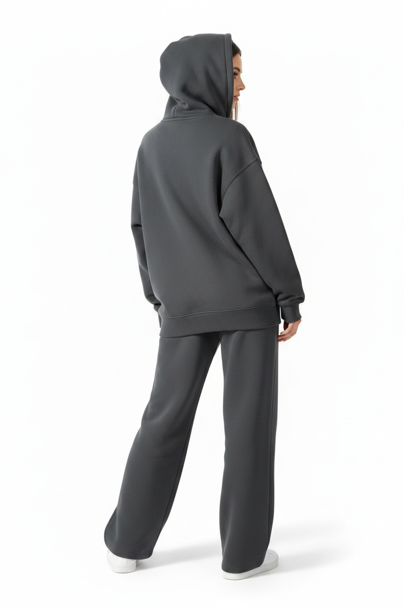 Back — Charcoal Essential Zip Hoodie