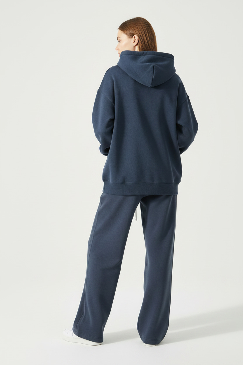 Back — Navy Essential Zip Hoodie
