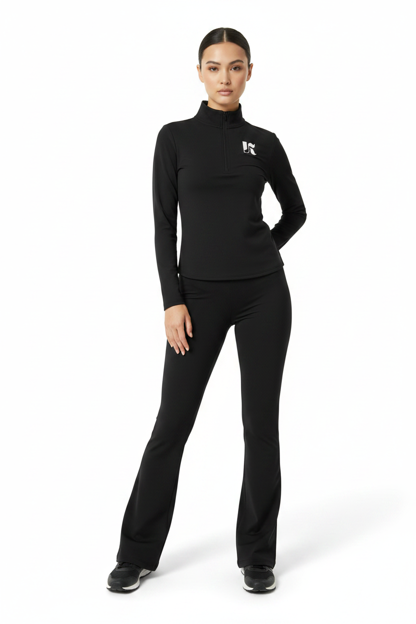 Black Flare Leggings — Front