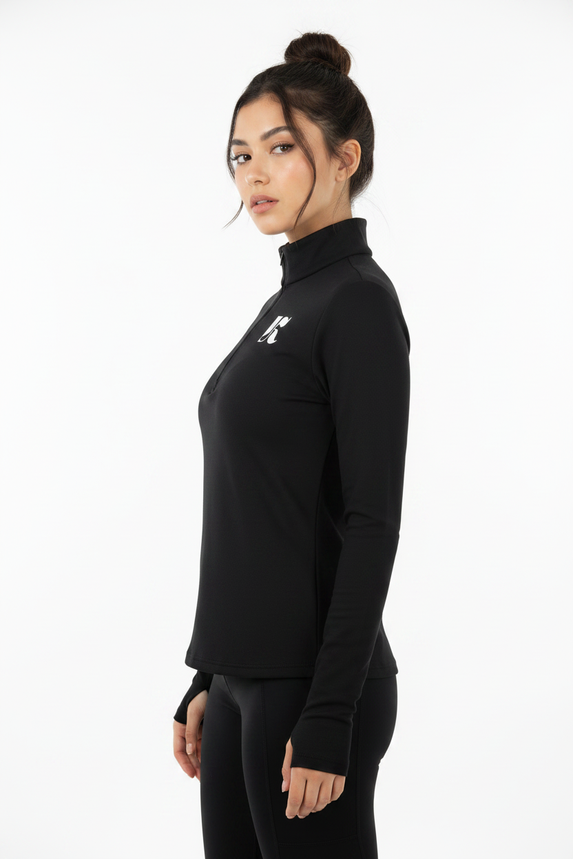 Black quarter zip side model