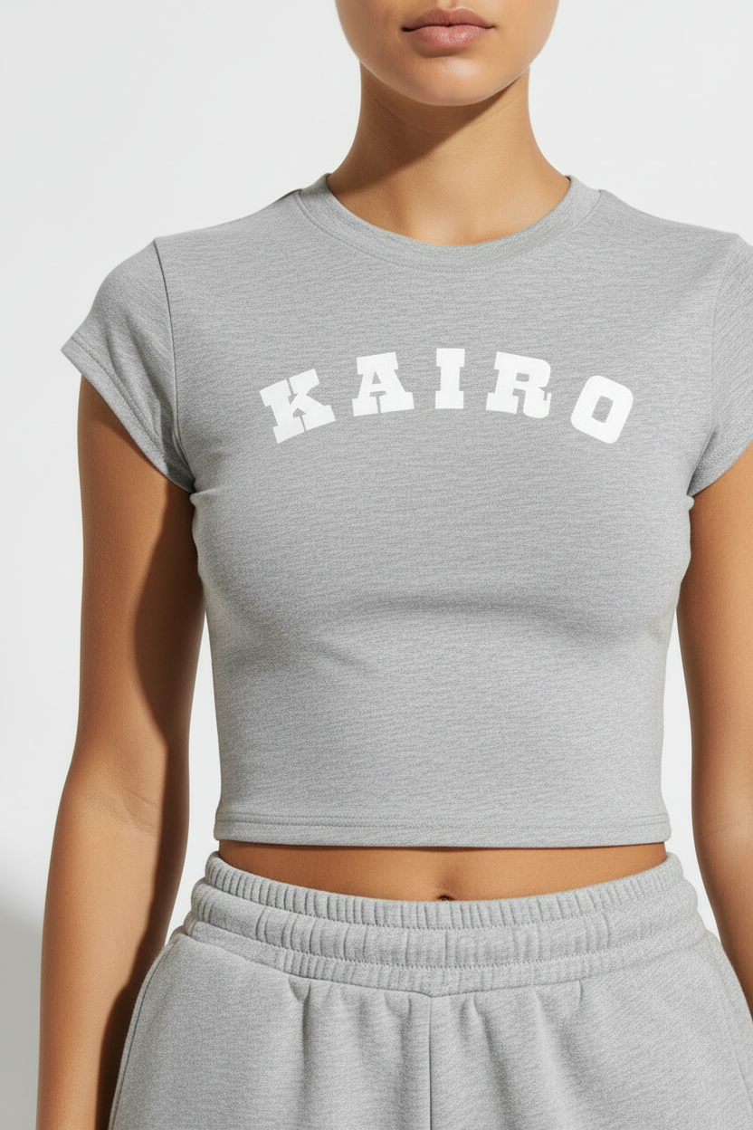 Close-up — Grey Marl Everyday Cropped Tee