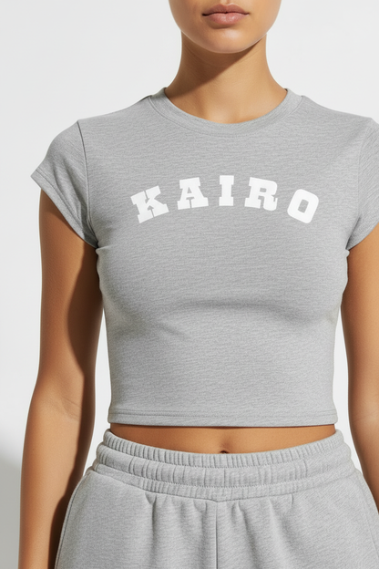 Close-up — Grey Marl Everyday Cropped Tee