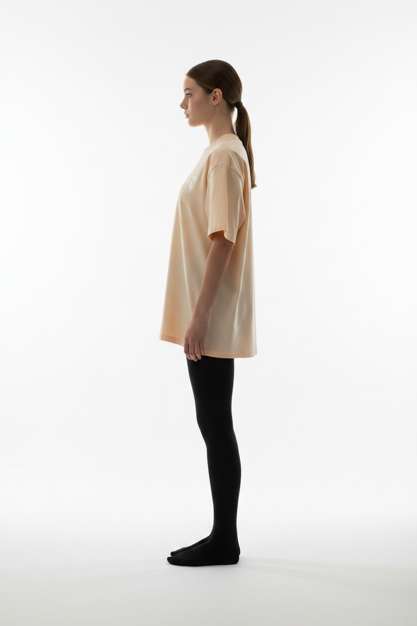 Essential Tee Apricot — Side Shot
