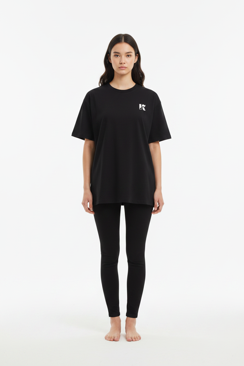 Essential Tee Black — Front Shot Female