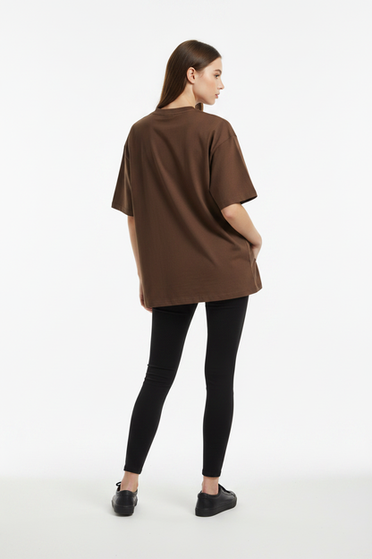 Essential Tee Coffee — Back Shot Posed