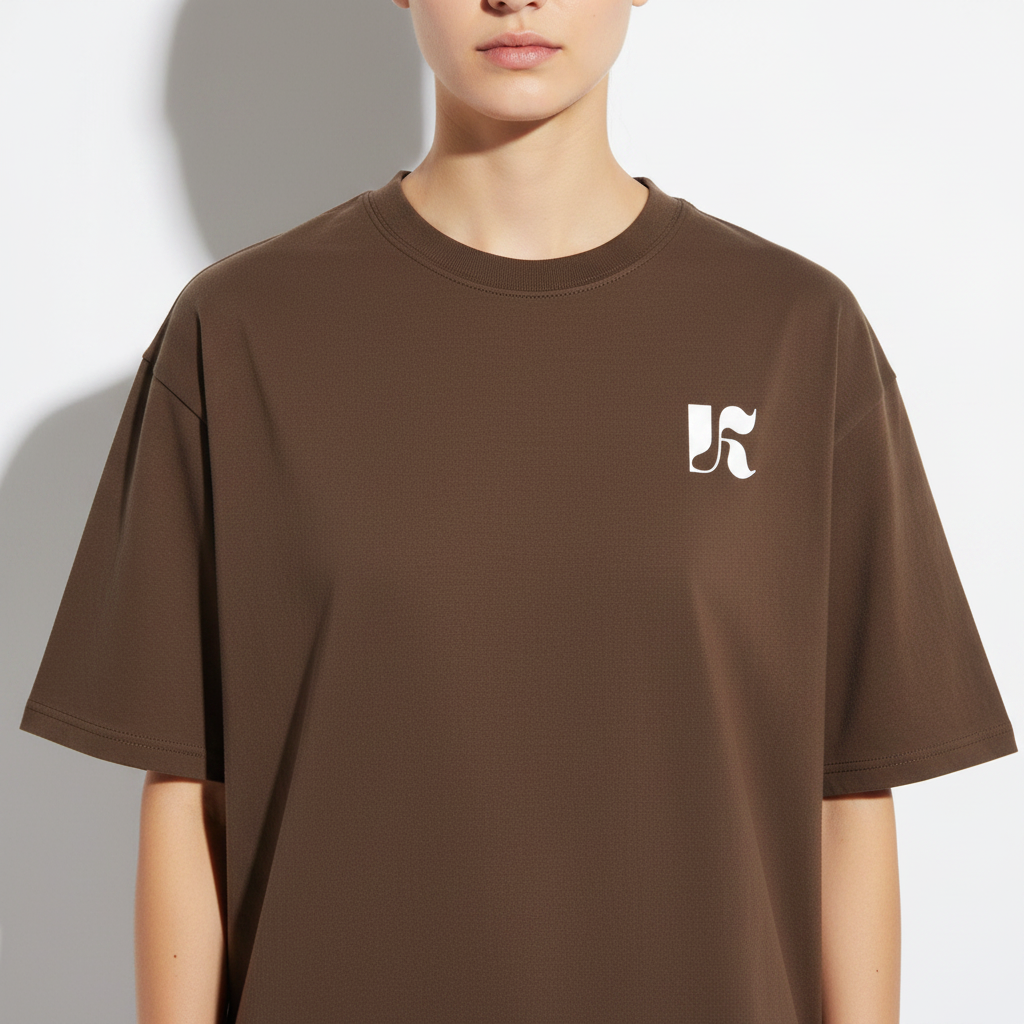 Essential Tee Coffee — Close-up K Monogram