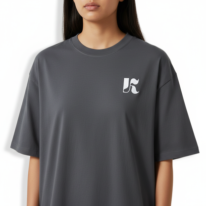 Essential Tee Dark Gray — Close-up K Monogram