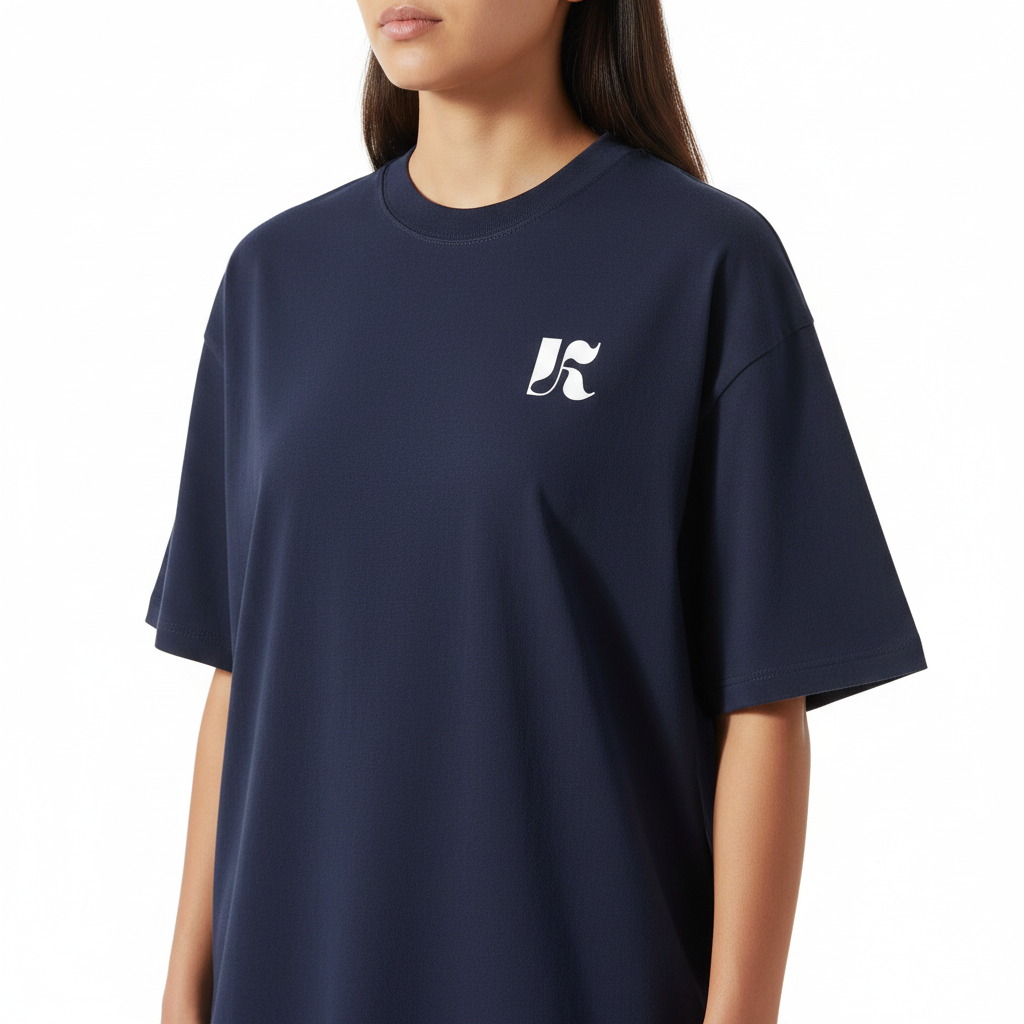 Essential Tee Navy Blue — Close-up K Monogram