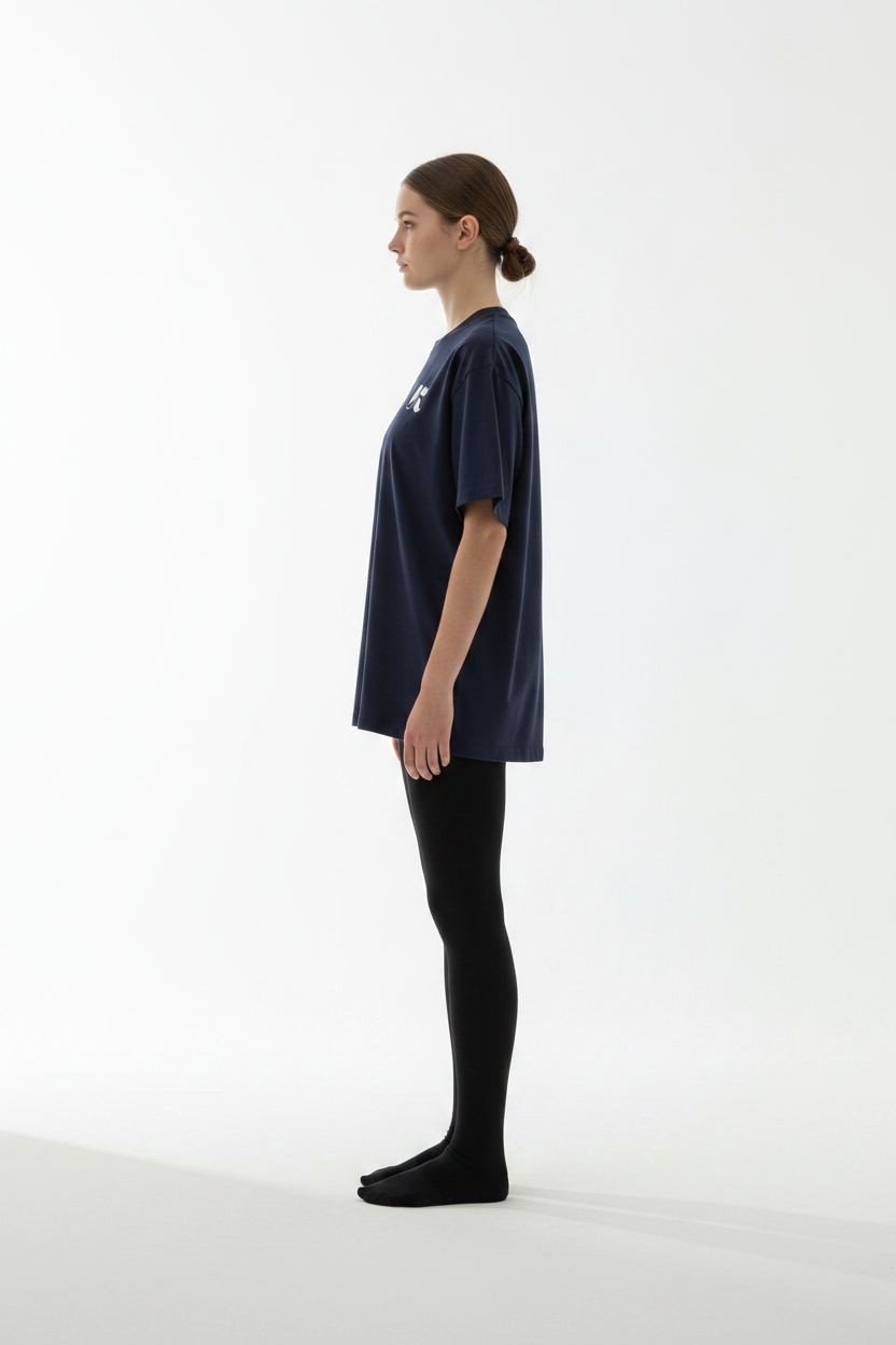 Essential Tee Navy Blue — Side Shot
