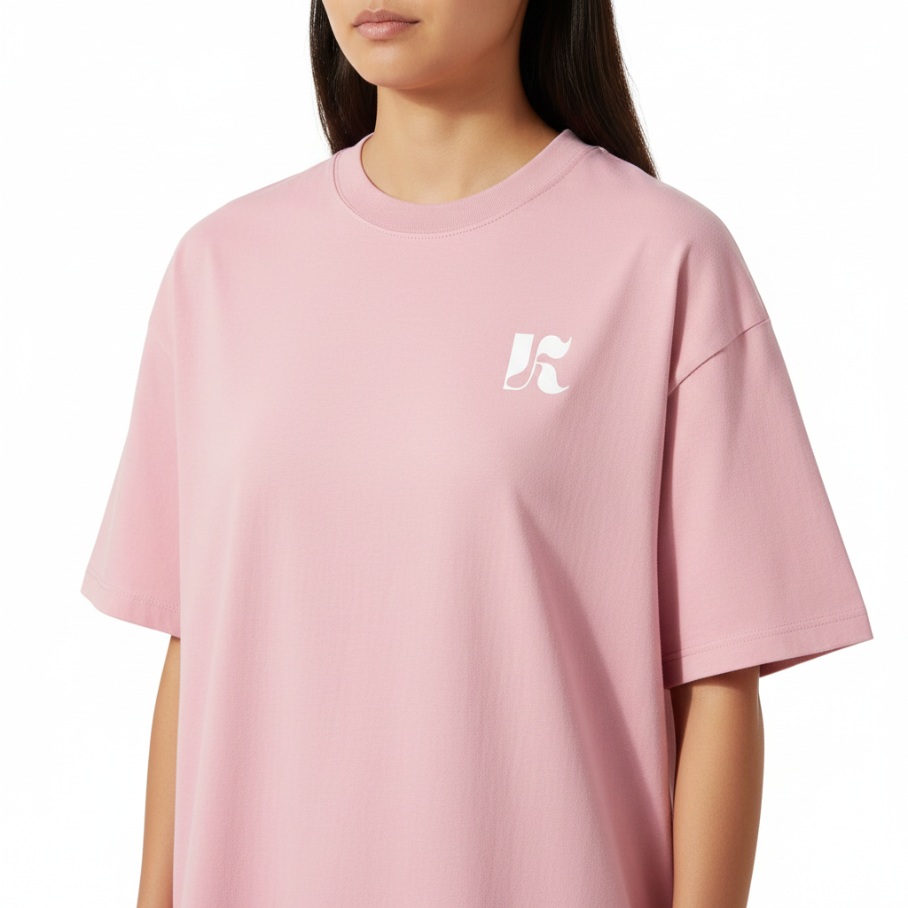 Essential Tee Pink — Close-up K Monogram