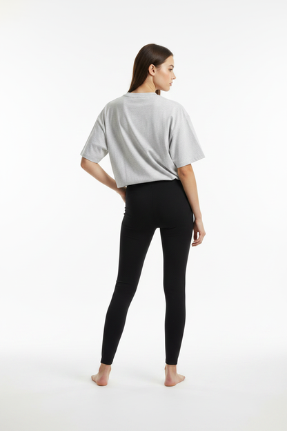 Essential Tee White Gray — Back Shot Posed