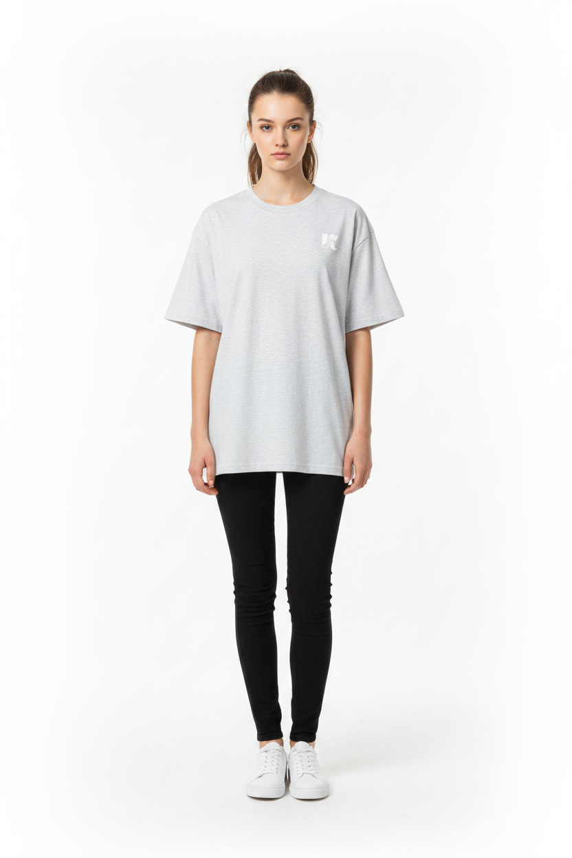 Essential Tee White Gray — Front Shot