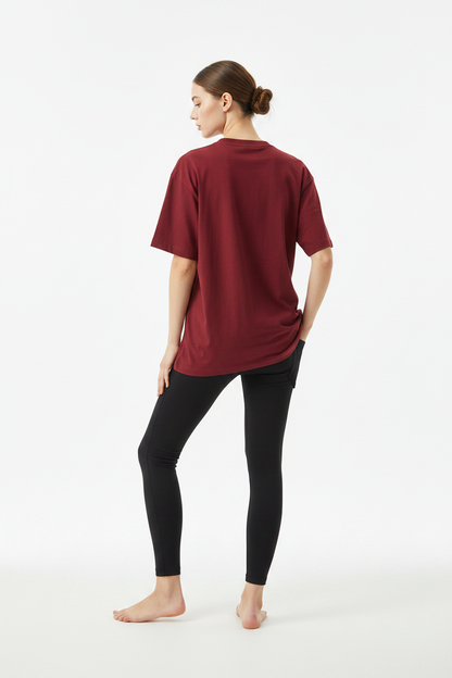 Essential Tee Wine Red — Back Shot Posed