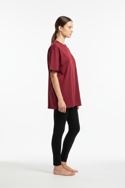 Essential Tee Wine Red — Side Shot