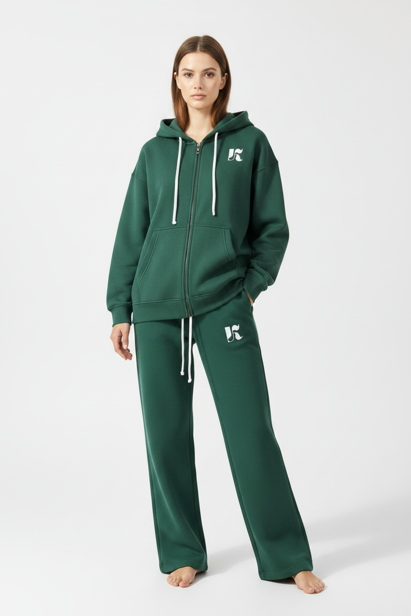 Front — Forest Green Essential Zip Hoodie