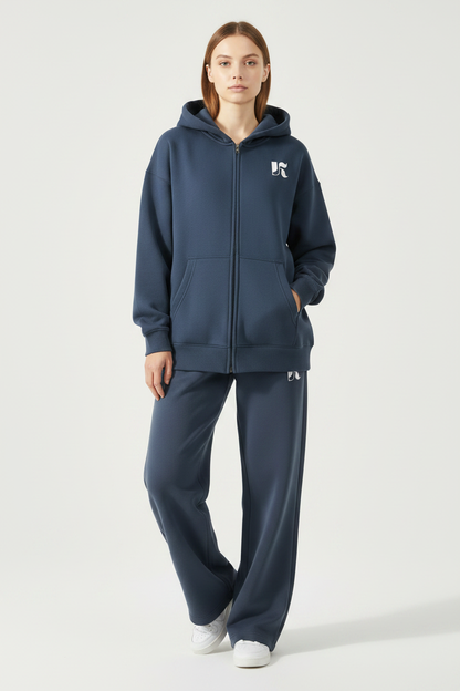 Front — Navy Essential Zip Hoodie