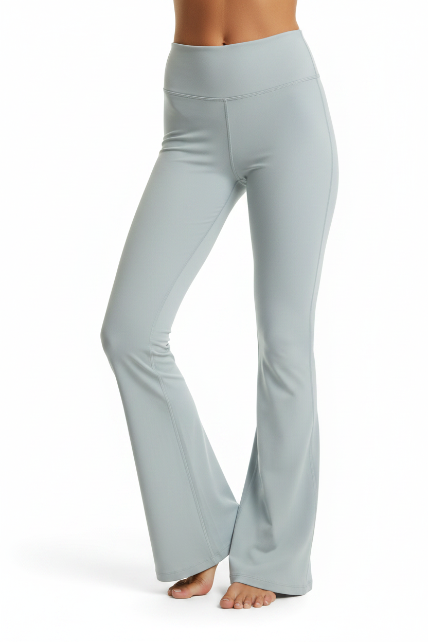 Gray Flare Leggings — Close-up
