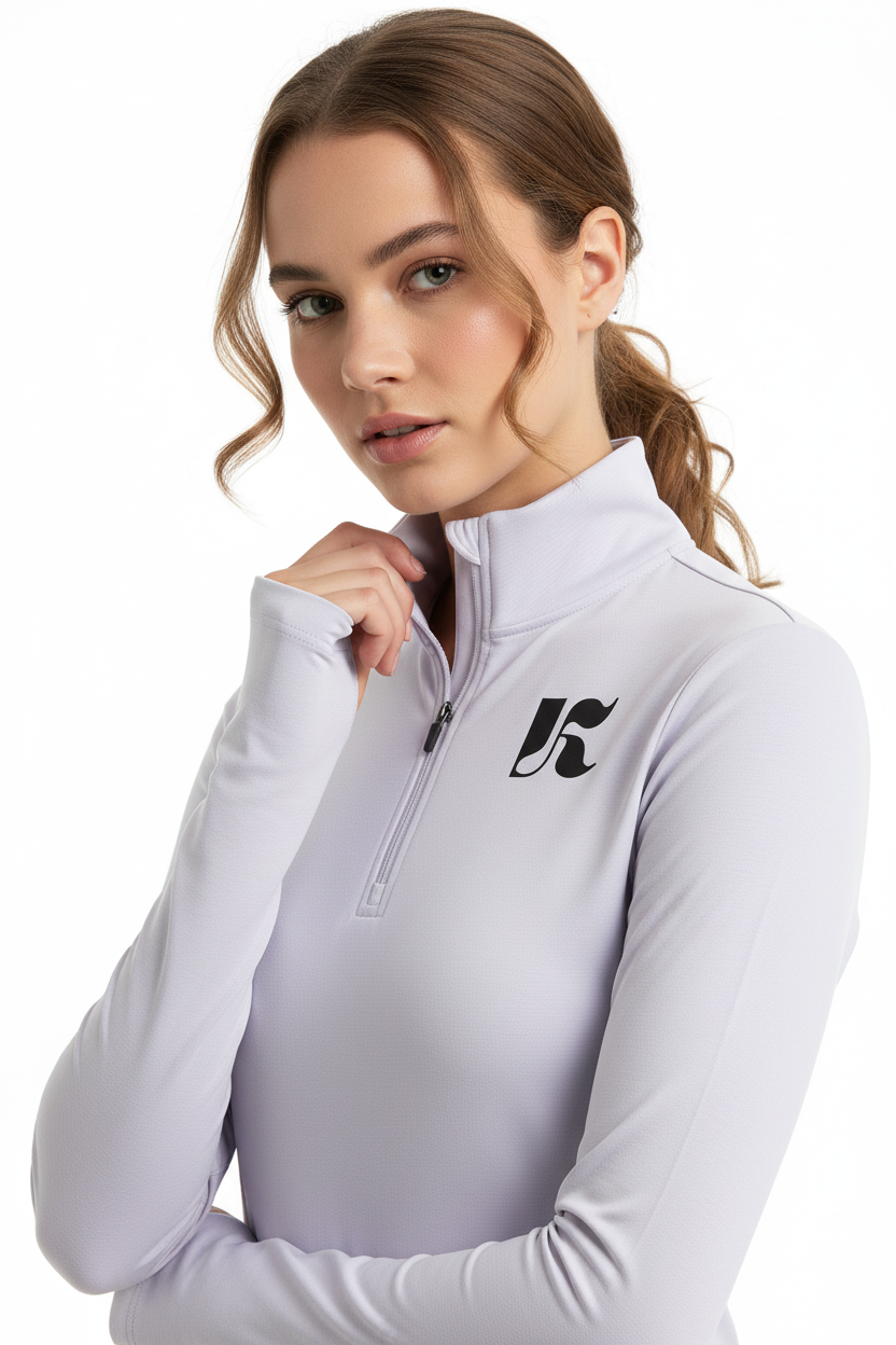 Lavender Bloom quarter zip close up