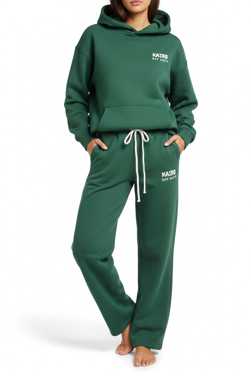 Off Duty Hoodie Forest Green – Close-up