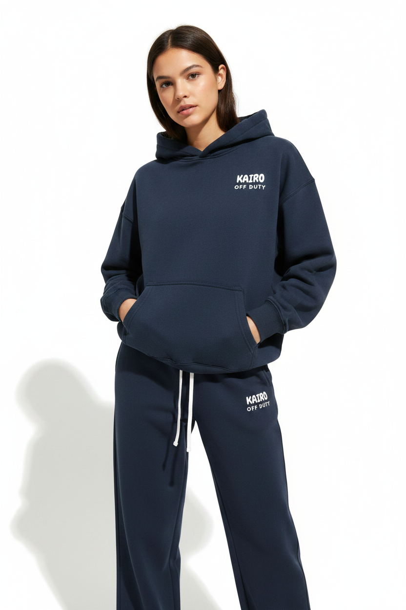 Off Duty Hoodie Navy – Close-up