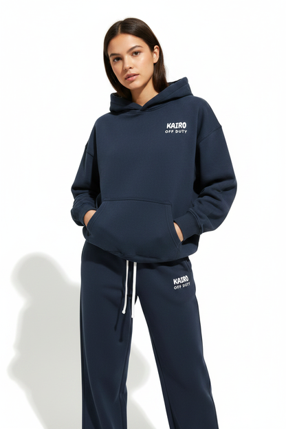 Off Duty Hoodie Navy – Close-up