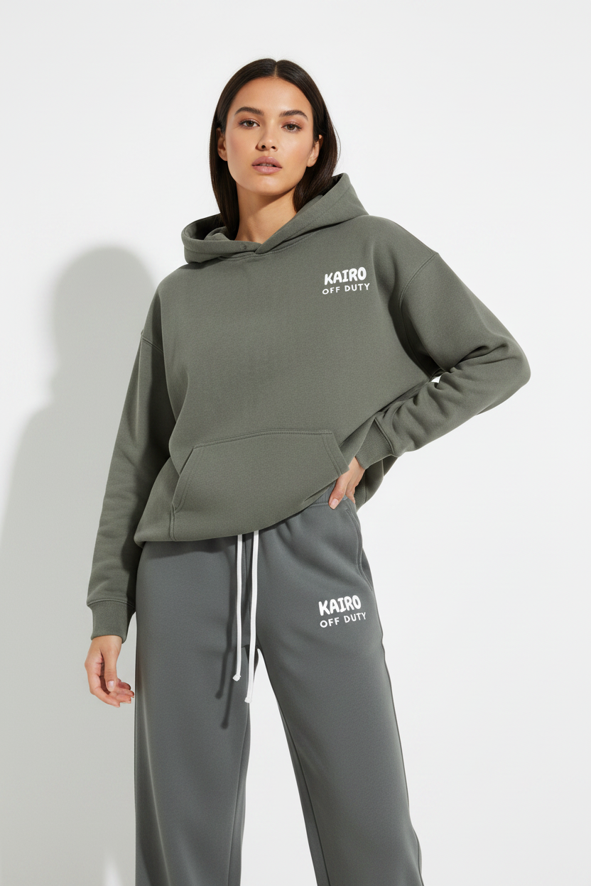 Off Duty Hoodie Olive – Close-up