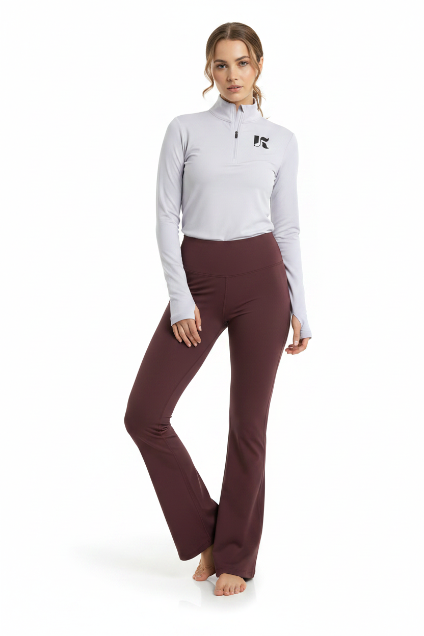 Plum Flare Leggings — Front
