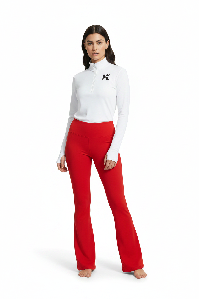 Red Flare Leggings — Front
