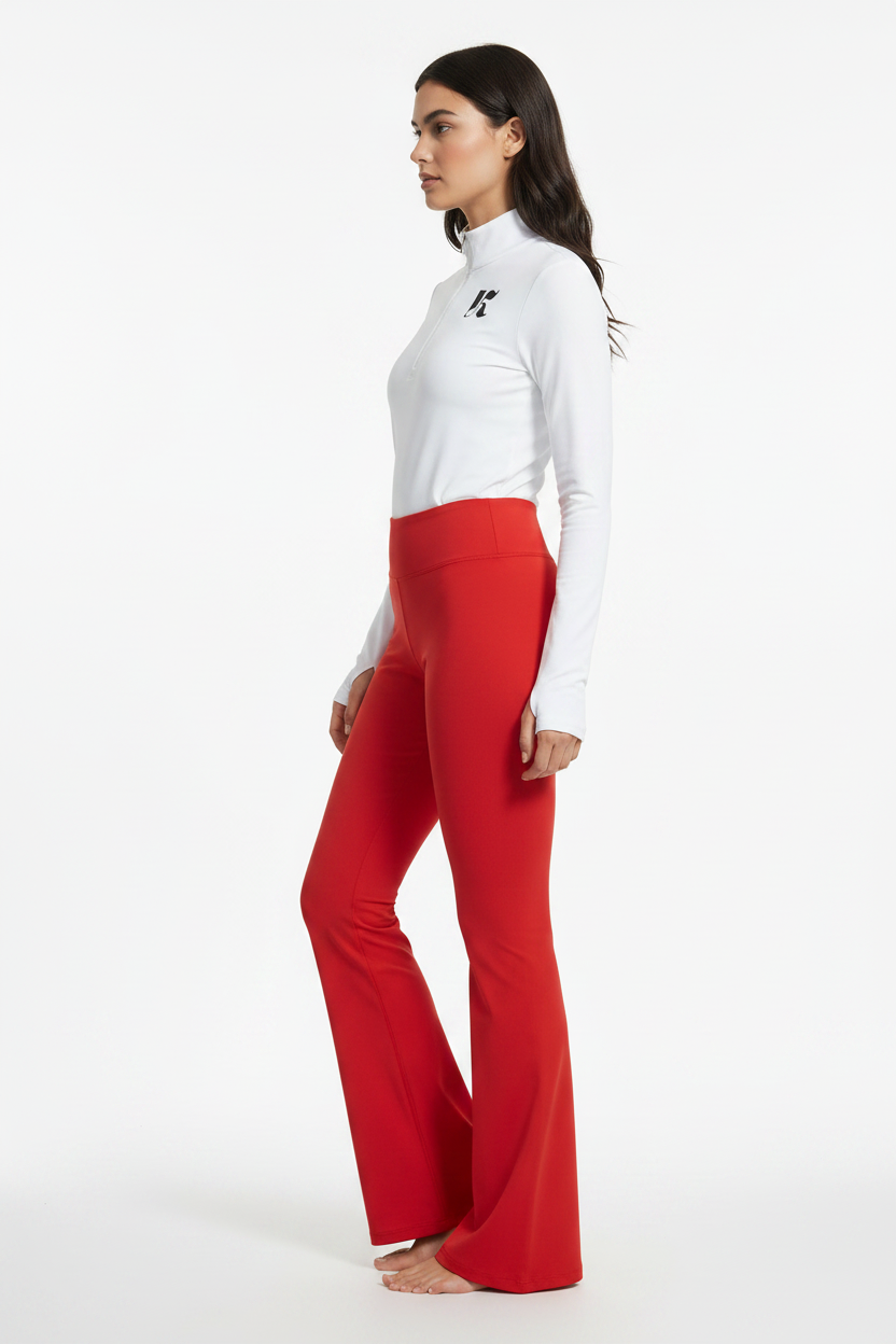 Red Flare Leggings — Side