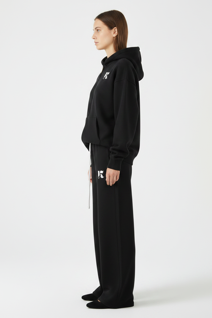 Side — Black Essential Zip Hoodie