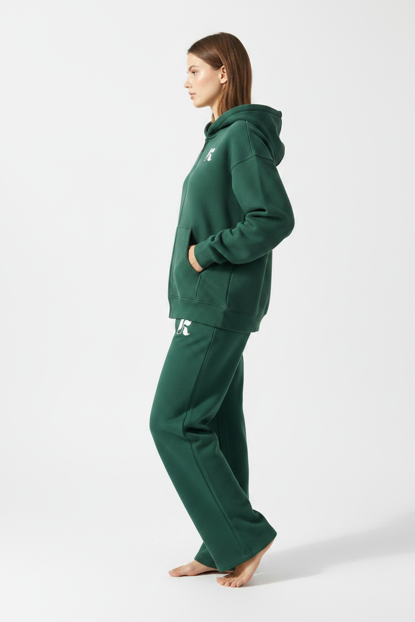 Side — Forest Green Essential Zip Hoodie