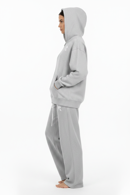 Side — Grey Marl Essential Zip Hoodie