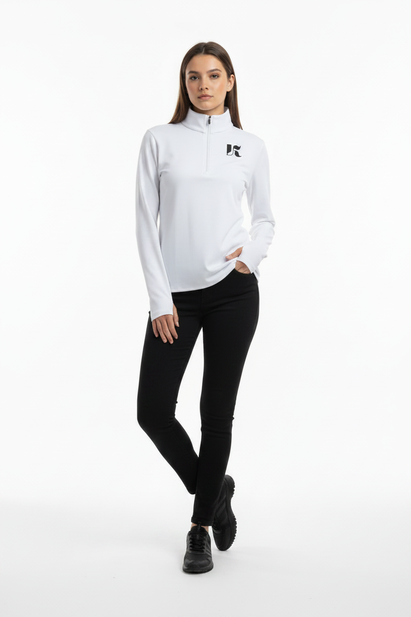 White Bloom front model with leggings