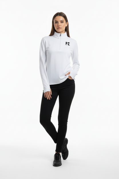 White Bloom front model with leggings